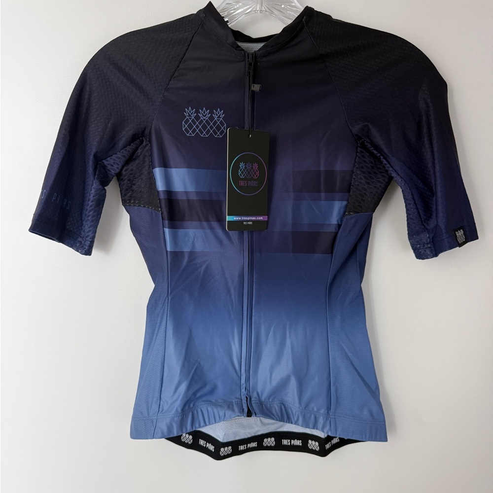 Tres Pinas Short Sleeve Hues of Blue Cycling Jersey